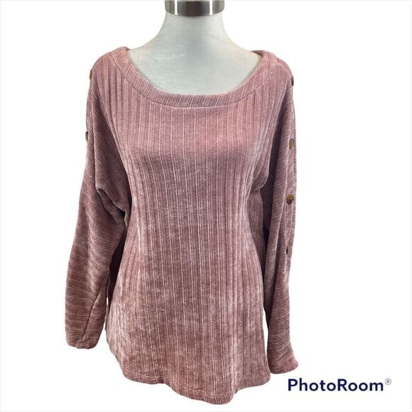 BY Design Dusty Rose Sweater with Buttons Down Sleeves Size 2X - Picture 6 of 12